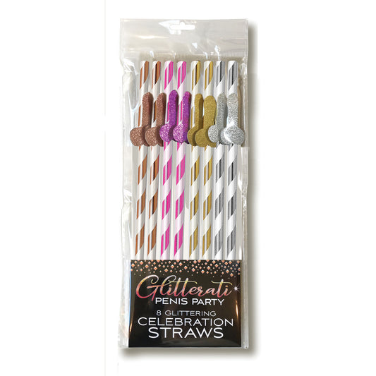 Glitterati Tall Straws - Reusable Stainless Steel Glitter Drinking Straws, Tall Straw Set