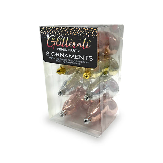Metallic Penis Ornaments - Glitterati 8-Pack
