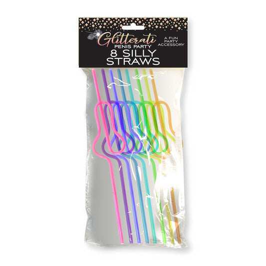 Glitterati 8-Pack Penis Straws - Silly Novelty Cocktail Accessories for Parties