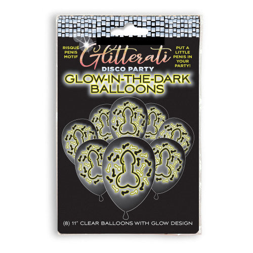 Glitterati Penis Glow Balloons - Fun & Luminous Party Balloons for Adult Celebrations