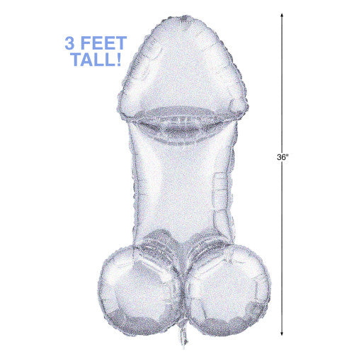 Glitterati Disco Penis 3ft Mylar Balloon - Fun & Sparkly Party Decoration for Bachelorette & Adult Parties