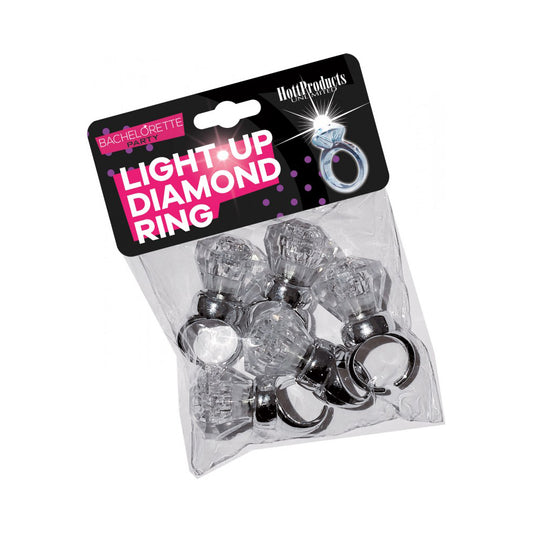 Light-Up Diamond Ring 5-Pack - LED Glow Party Rings