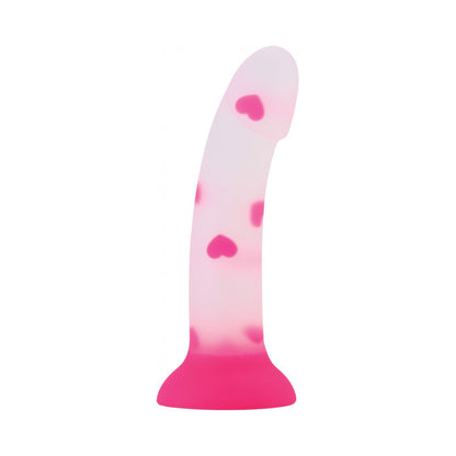 Sweet Sex Sweet Heart Silicone Dildo With Heart Print Pink 7"