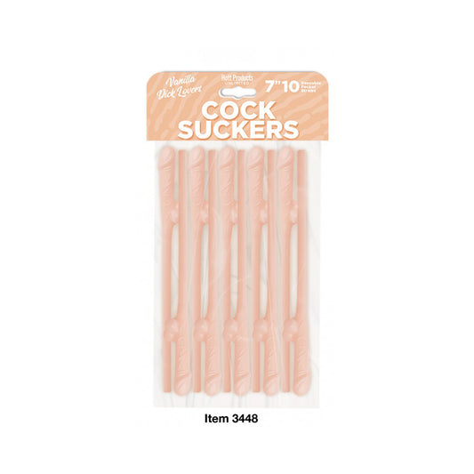 Vanilla Flavored Penis-Shaped Straws 10-Pack - Adult Novelty Party Supplies