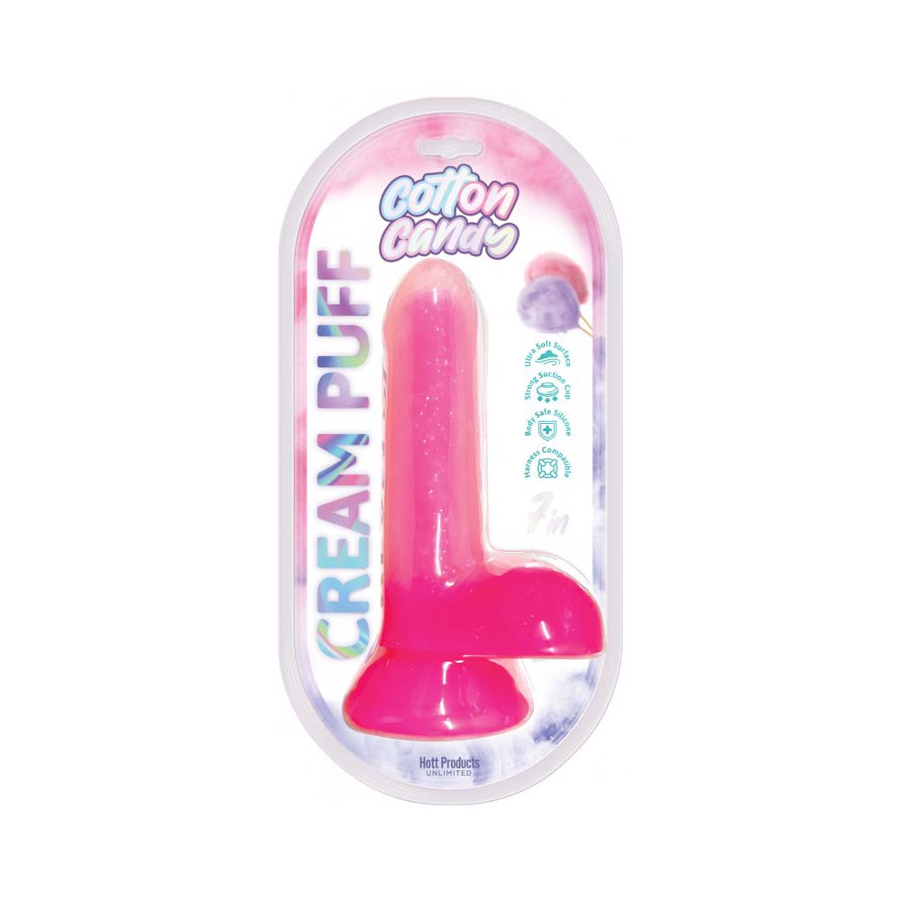Cotton Candy Cream Puff 7" Silicone Dildo Pink