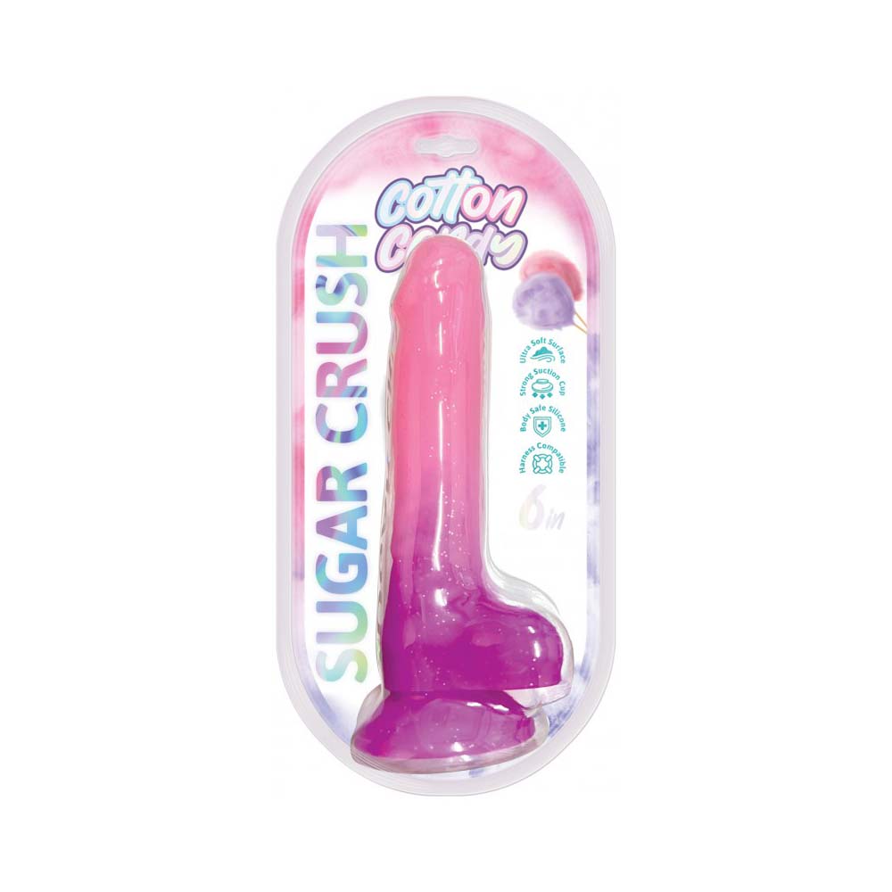 Cotton Candy Sugar Crush 6" Silicone Dildo Pink/Purple