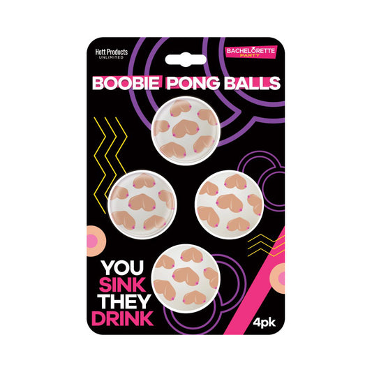 Boobie Beer Pong Balls - 4-Pack - Durable Plastic Balls for Beer Pong