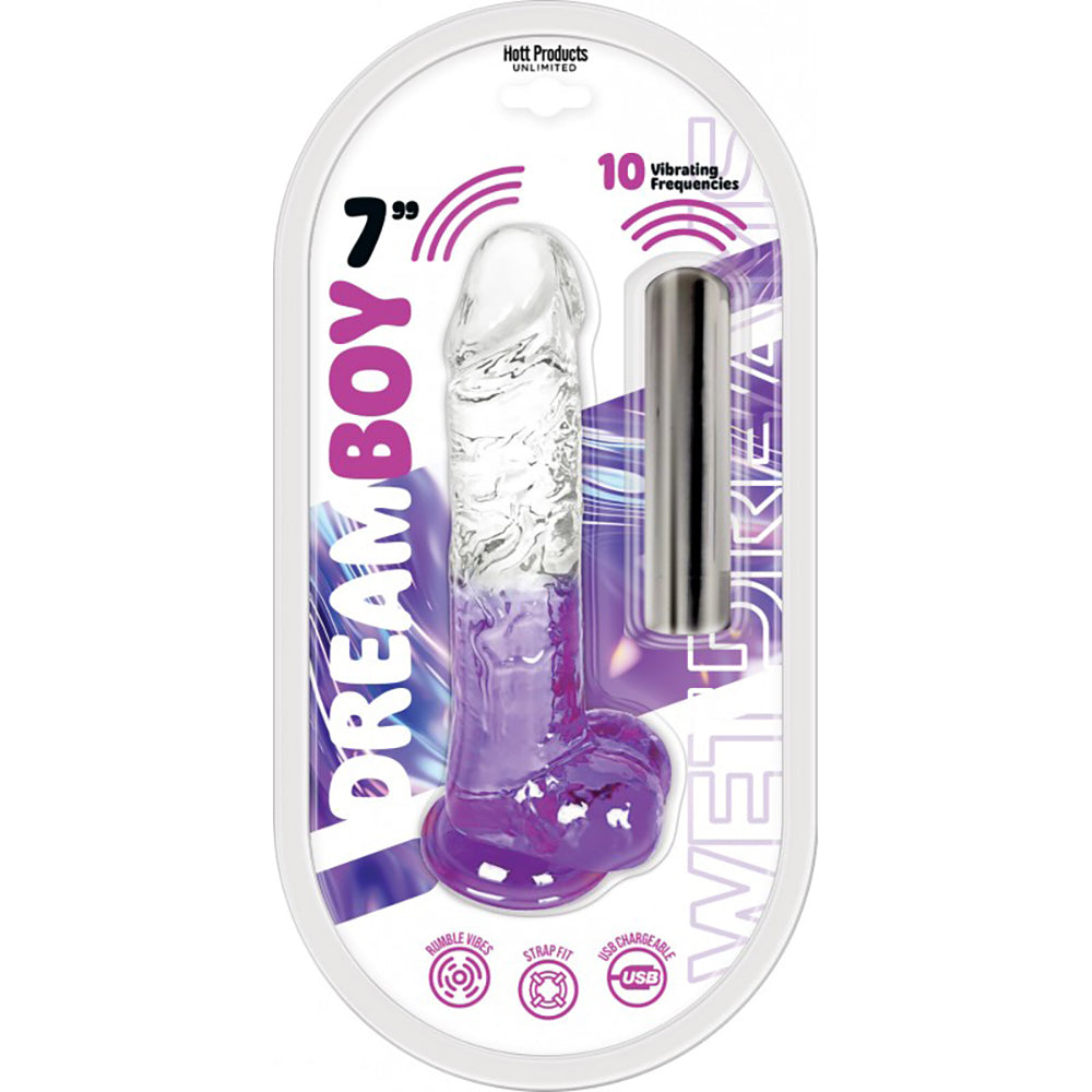 Wet Dreams Dream Boy Jelly Dildo Clear/Lavender Gradient 7"