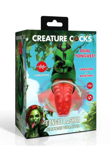 Creature Cocks Tongue Lasher Rechargeable Silicone Vibrator - Green - Wild & Intense Pleasure