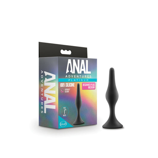 Anal Adventures Platinum Silicone Beginner Anal Plug – Medium – Black