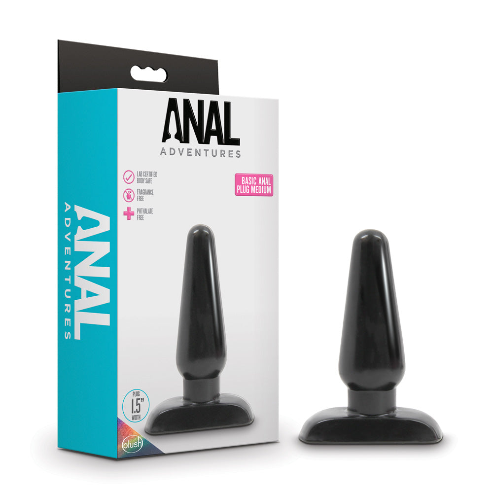 Anal Adventures Basic Medium Black Anal Plug