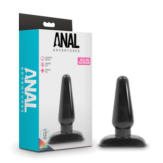 Anal Adventures Basic Medium Black Anal Plug