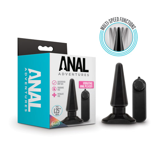 Anal Adventures Basic Vibrating Anal Pleaser – Black – Beginner Anal Toy
