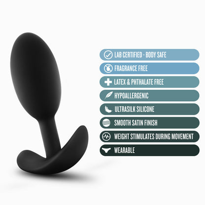 Anal Adventures Vibra Slim Platinum Silicone Vibrating Anal Plug – Medium, Black