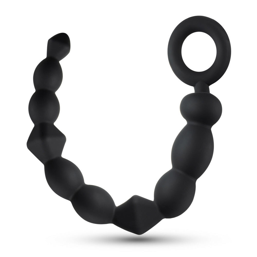 Anal Beads for Beginners - Platinum Silicone - Black - Anal Adventures