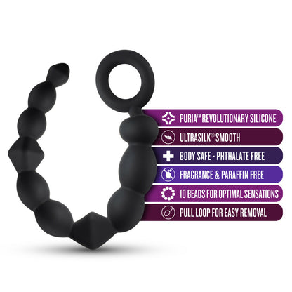 Anal Beads for Beginners - Platinum Silicone - Black - Anal Adventures