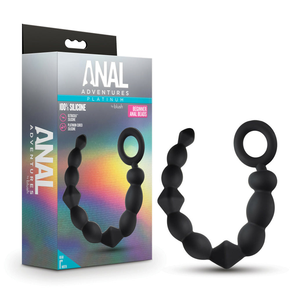 Anal Beads for Beginners - Platinum Silicone - Black - Anal Adventures