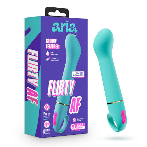 Aria Flirty AF 2.0 – Teal Rechargeable Vibrator with Multiple Speeds and Smooth Silicone Texture