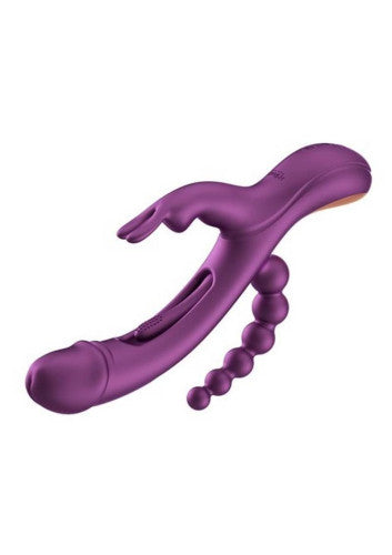 Trilux Kinky Finger Rechargeable Silicone Rabbit Vibrator with Anal Beads - Triple Stimulation for Ultimate Pleasure