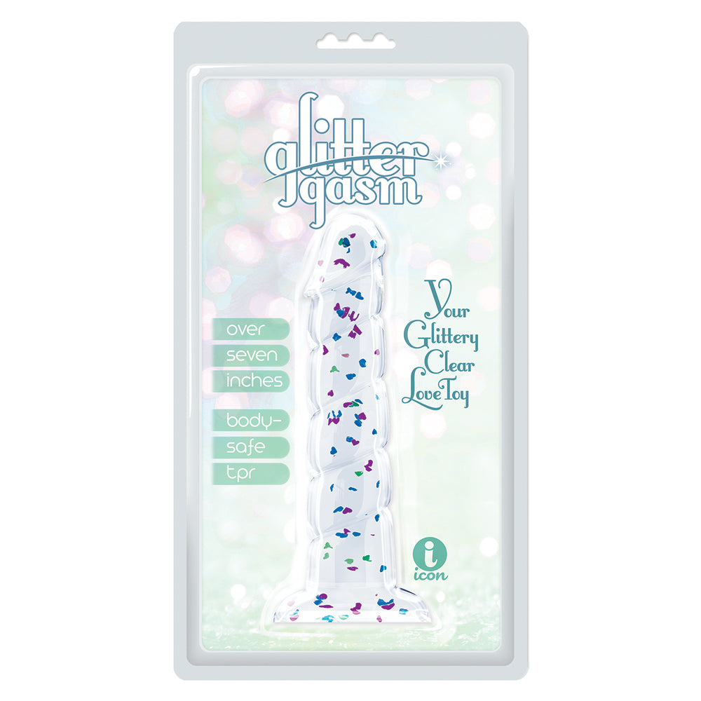 Glittergasm 7.5" Blue Green Purple Swirl Dildo