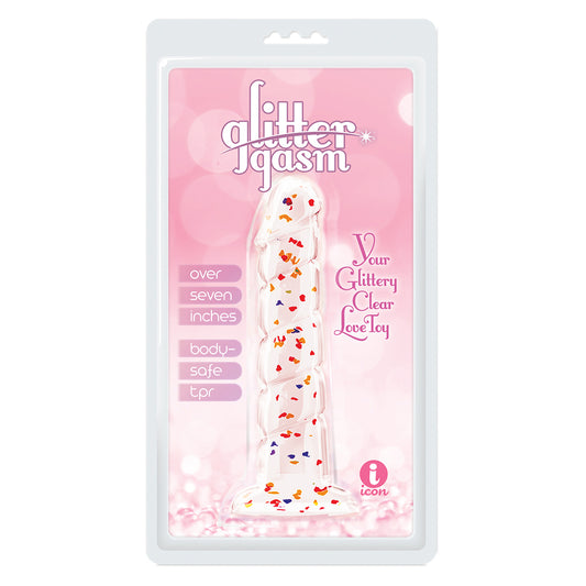 Glittergasm 7.5" Red Orange Yellow Swirl Dildo