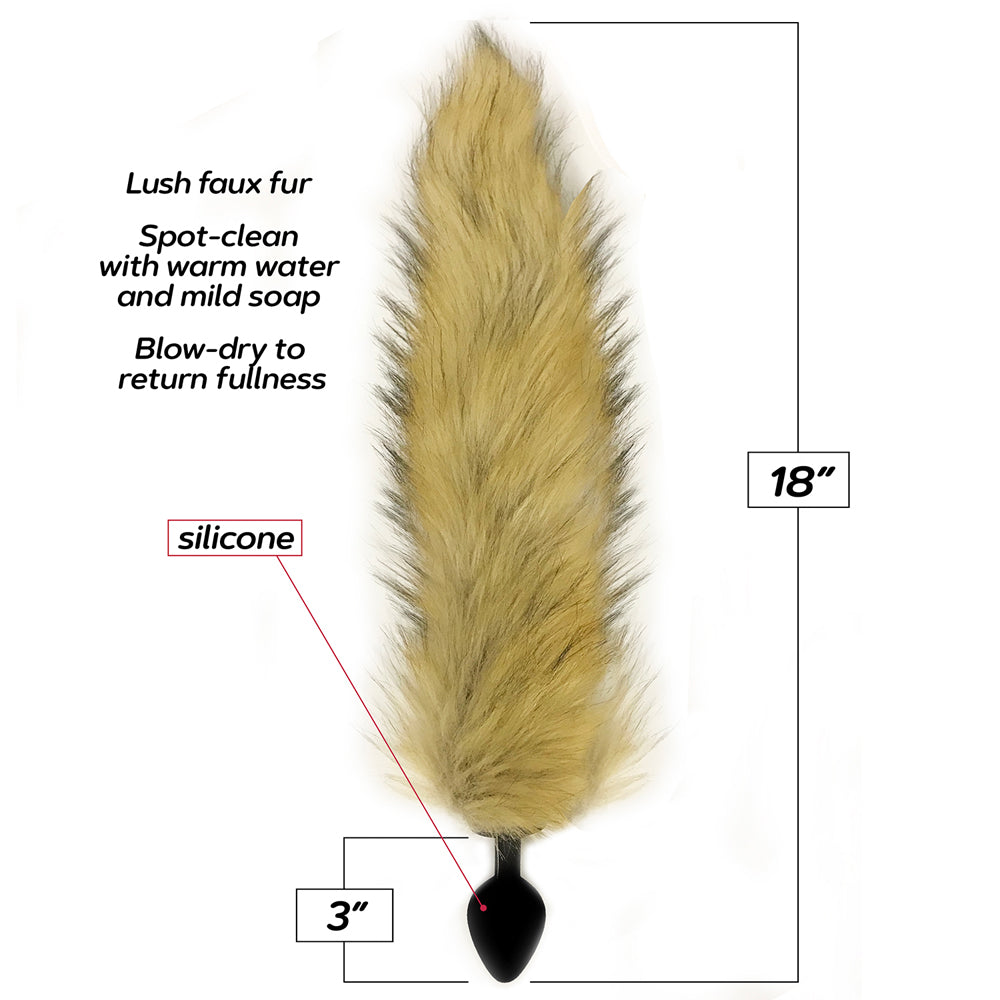 Gold Silicone Fox Tail Butt Plug - Fox Tail Anal Toy