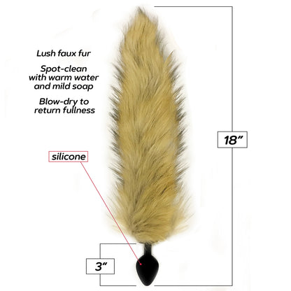 Gold Silicone Fox Tail Butt Plug - Fox Tail Anal Toy
