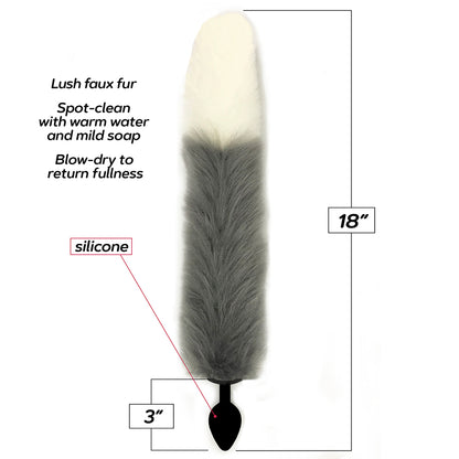 Silicone Fox Tail Butt Plug - Silver Anal Sex Toy