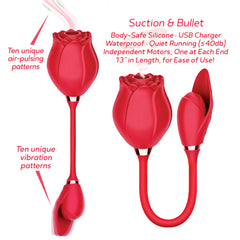Rechargeable Silicone Suction Vibrator – Wild Rose & Bullet