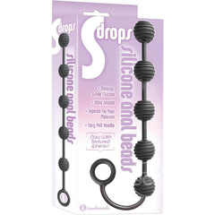 The 9's S-Drops Silicone Anal Beads – Black, Medical-Grade Silicone Anal Toy for Anal Play