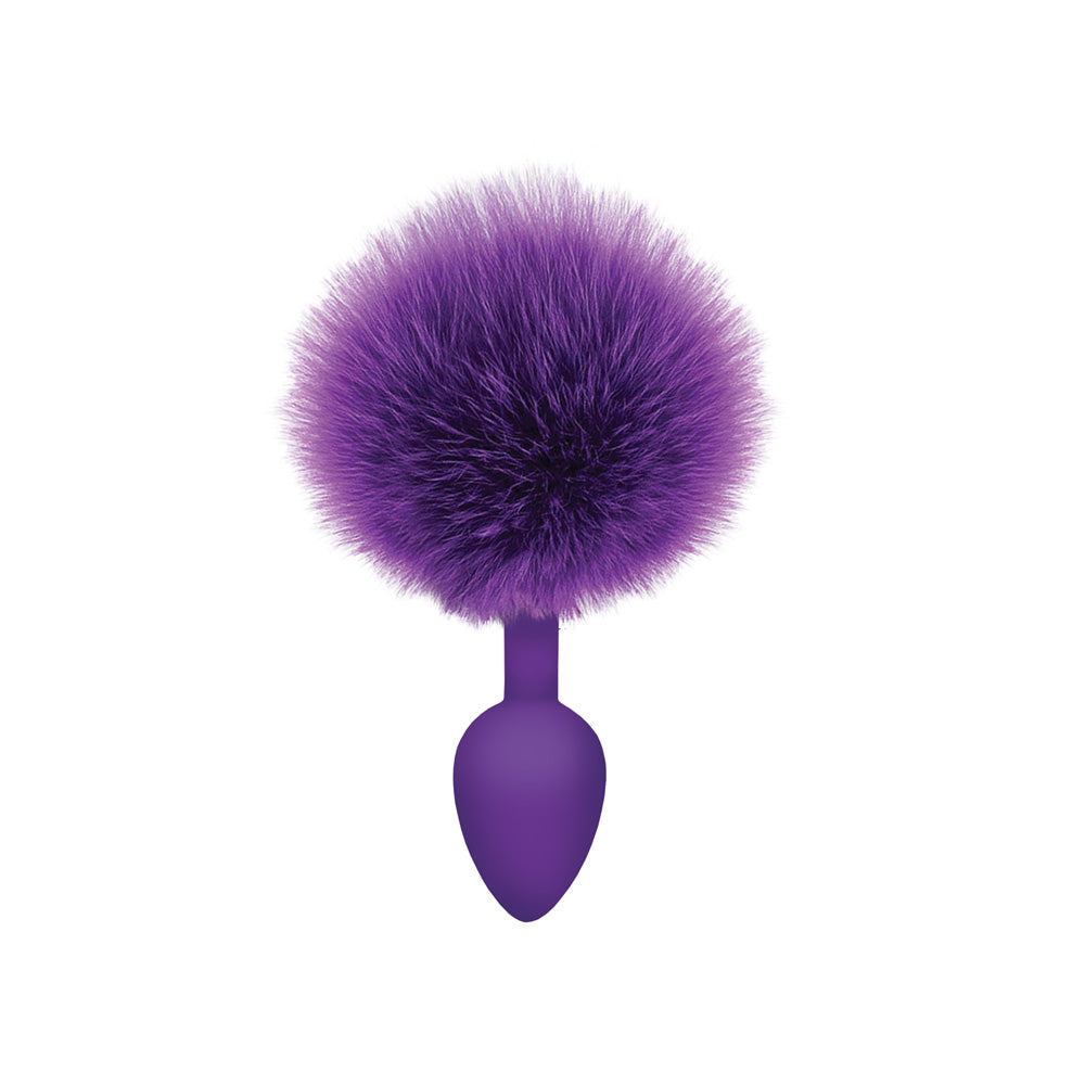 Silicone Bunny Tail Butt Plug Purple - The 9's Cottontails