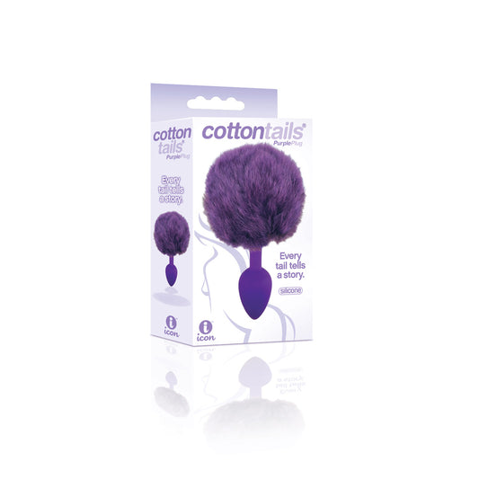 Silicone Bunny Tail Butt Plug Purple - The 9's Cottontails