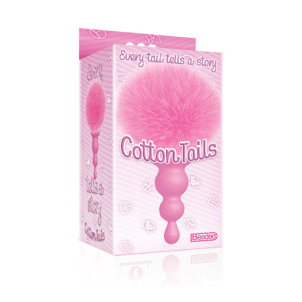 Beaded Pink Silicone Bunny Tail Butt Plug – 9's Cottontails Anal Toy
