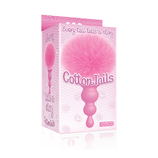 Beaded Pink Silicone Bunny Tail Butt Plug – 9's Cottontails Anal Toy