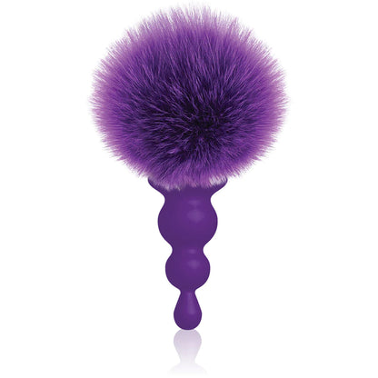 The 9's Cottontails Silicone Bunny Tail Beaded Purple Butt Plug