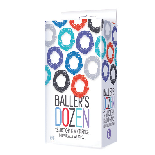 The 9's Baller's Dozen Beaded 12 Pc Beaded Tpe Cock Ring Set