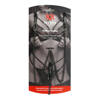 Sei Mio Triple Tease Clamp Set – Adjustable BDSM Nipple and Body Clamps for Sensory Play