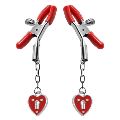 Master Series Crimson Heart Padlock Nipple Clamps – Tied Charmed Design