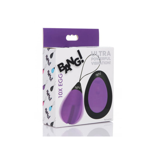 Bang! 10X Vibrating Silicone Egg With Remote Control Purple