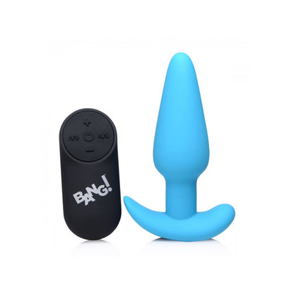 Bang! 21X Vibrating Silicone Butt Plug with Remote Control – Blue
