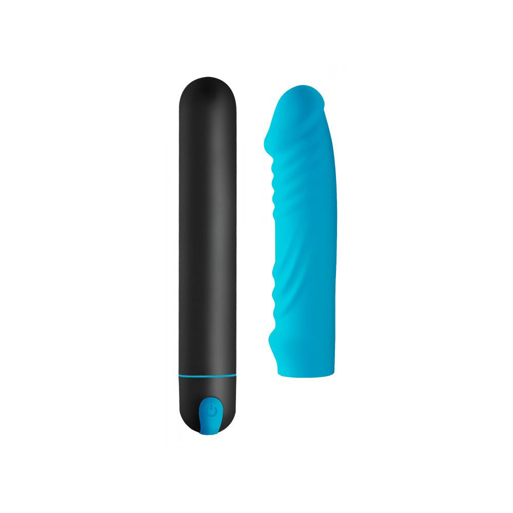 Bang! Xl Bullet & Ribbed Silicone Sleeve Blue