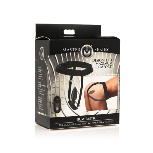 28X Silicone Anal Plug with Harness and Remote Control – Master Series Bum-Tastic