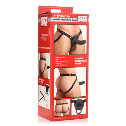 Size Matters Realistic Silicone Penis Sheath W/ 2" Tip Black