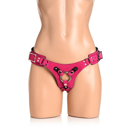 Strap U Bodice Deluxe Leather Corset Harness Pink