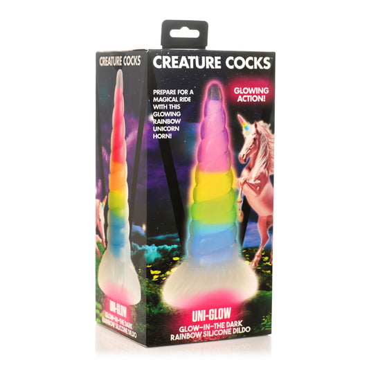 Creature Cocks Uni-Glow Rainbow Glow-In-The-Dark Silicone Dildo