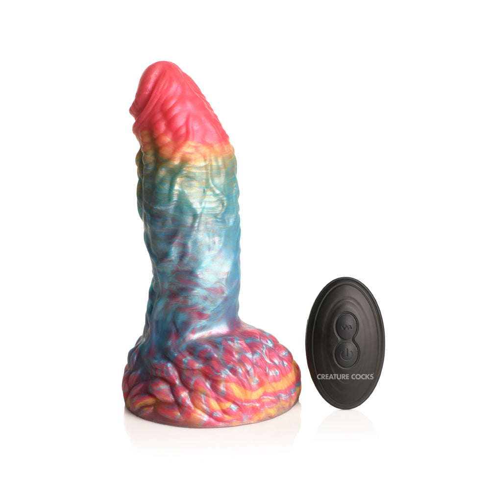 Rainbow Phoenix Vibrating Dildo - Creature Cocks Realistic Rainbow Sex Toy USB Rechargeable
