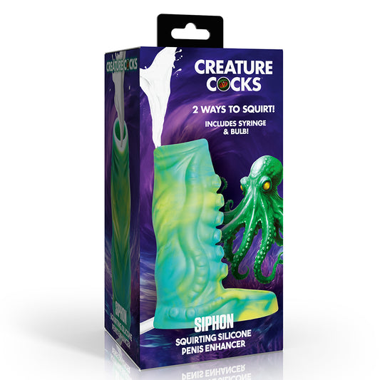 Creature Cocks Tentacle Squirting Silicone Penis Enhancer Green