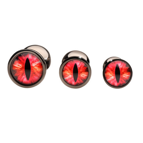 Creature Cocks Sinister Red Eyes Metal Butt Plug Set – Fantasy Anal Toys in Multiple Sizes