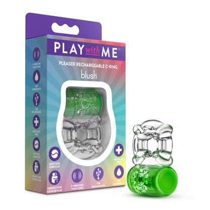 Play With Me Pleaser Rechargeable C-Ring Neon Green