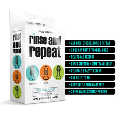 Happy Ending Rinse & Repeat Whack Pack Triple Play – Premium Adult Masturbation Toy Kit